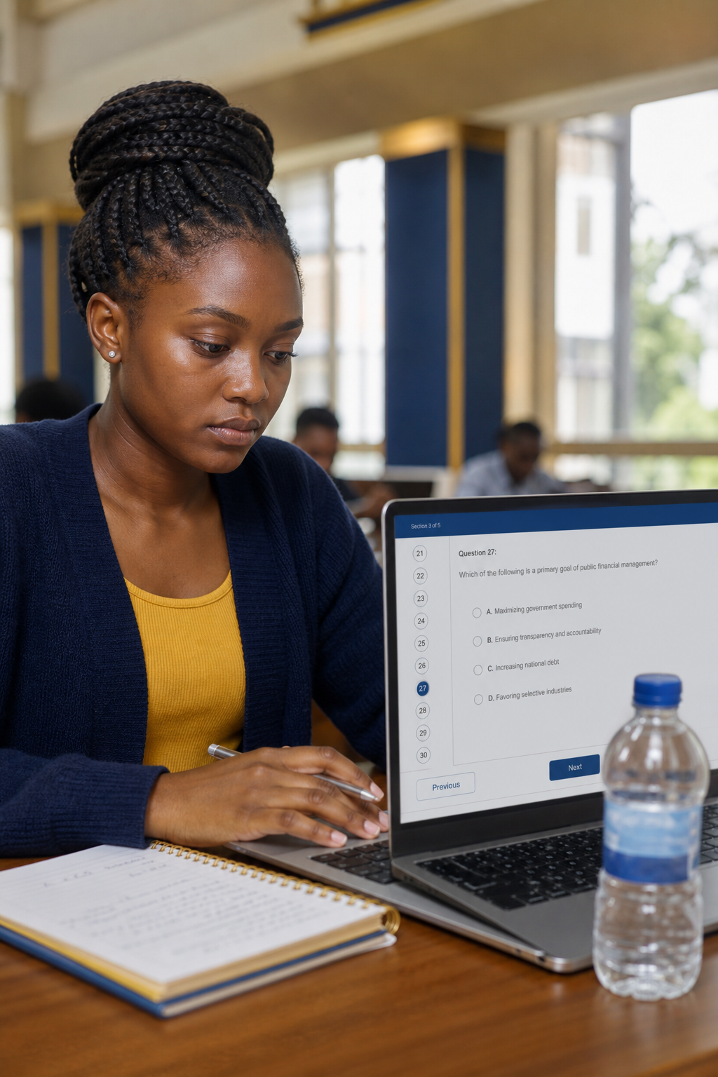 SLAU student taking an online examination on a laptop